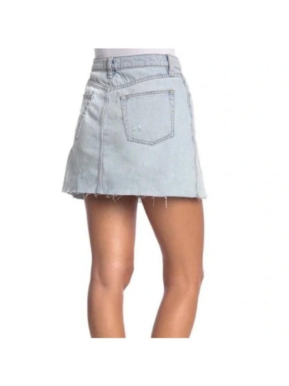 Free People Montauk Distressed Denim Mini Skirt - Picture 5 of 7